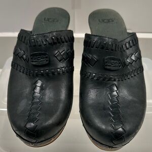 UGG women’s Black Leather clogs